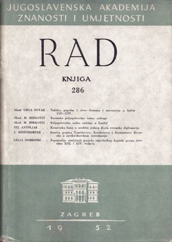 Rad JAZU. Knjiga 286. Odjel za filozofiju i društvene nauke 3/1952