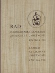 Rad JAZU. Knjiga 381. Razred za likovne umjetnosti. Knjiga VIII/1978