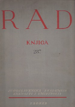 Rad JAZU. Knjiga 287. Odjel za likovne umjetnosti i muziku 5/1952