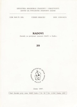 Radovi Zavoda za povijesne znanosti HAZU u Zadru 39/1997