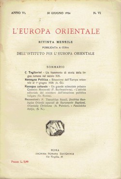 L'Europa orientale VI/VI/1926