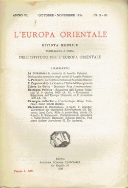 L'Europa orientale VI/X-XI/1926