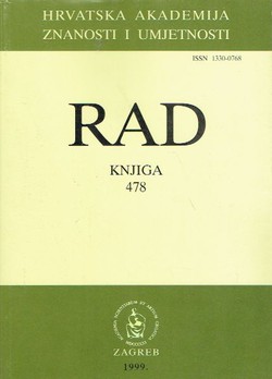 Rad HAZU. Knjiga 478. Razred za društvene znanosti XXXVII/1999