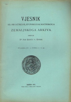 Vjesnik Kr. hrvatsko-slavonsko-dalmatinskoga zemaljskog arkiva XIV/3-4/1912