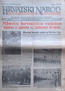 Hrvatski narod. Glasilo hrvatskog ustaškog pokreta III/95/1941