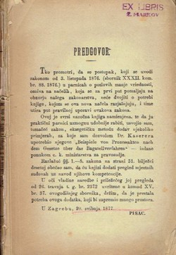 Tumač zakonu od 3. listopada 1876 u parnicah o poslovih manje vriednosti