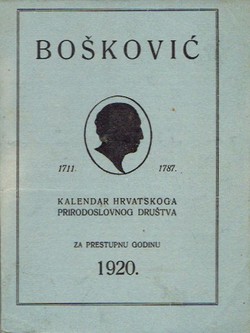 Bošković. Kalendar Hrvatskog prirodoslovnog društva za prestupnu godinu 1920.