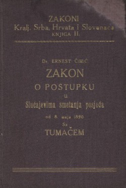 Zakon o postupku u Slučajevima smetanja posjeda od 8. maja 1890 sa tumačem